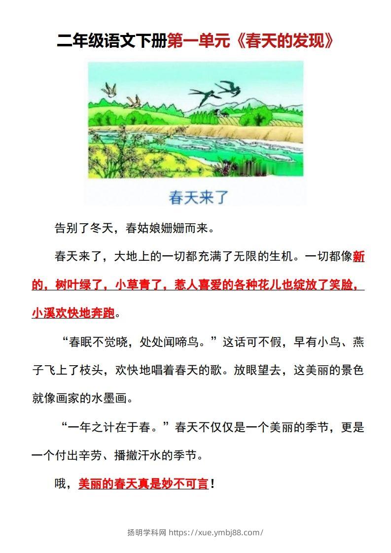图片[2]-二年级语文下册1-8单元看图写话范文梳理-扬明学科网
