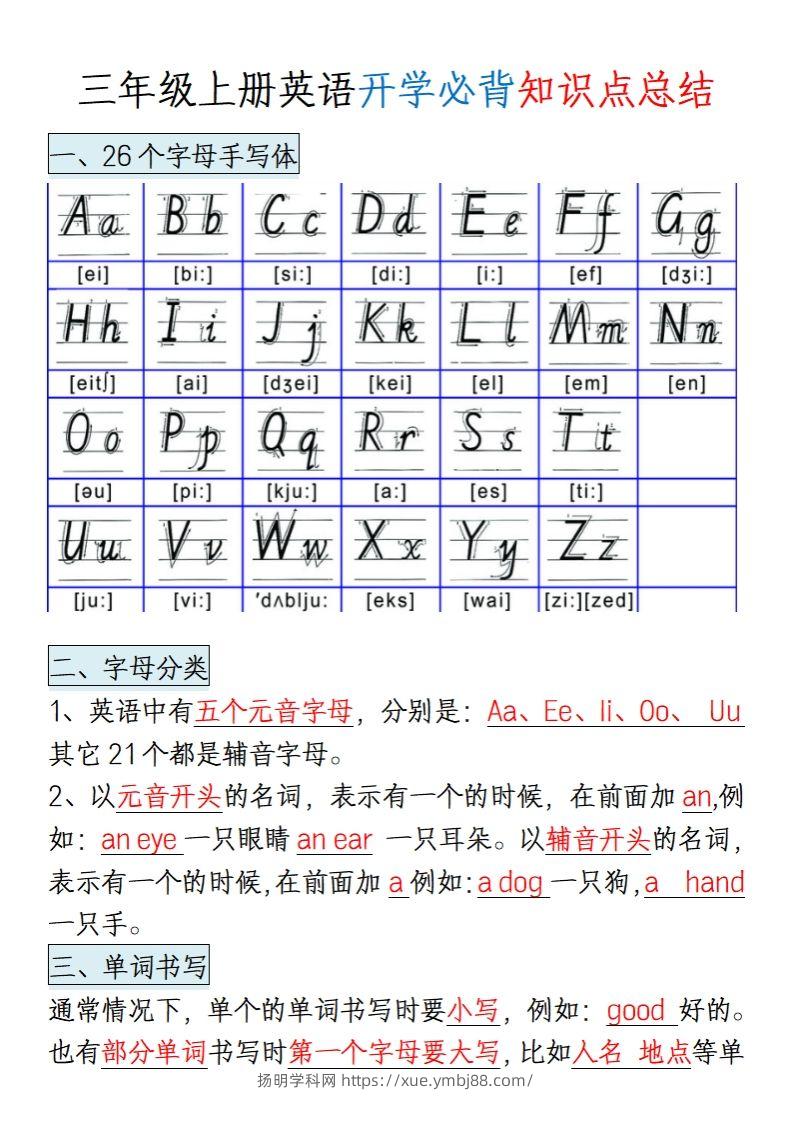 三上英语知识点归纳总结（全国通用版）-扬明学科网