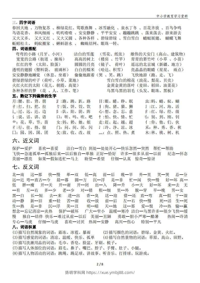 图片[2]-一年级语文下册复习资料(全面、经典)-扬明学科网