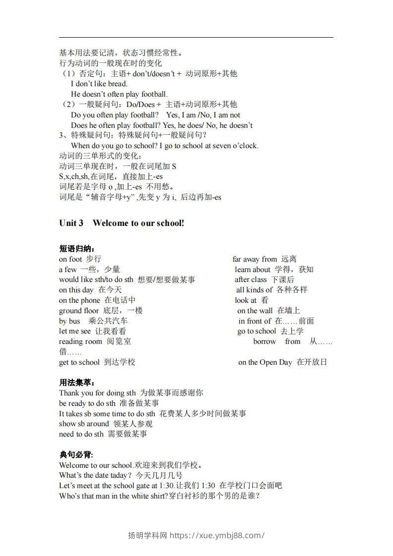 图片[3]-译林版英语七年级上册单元知识点总结(1)-扬明学科网