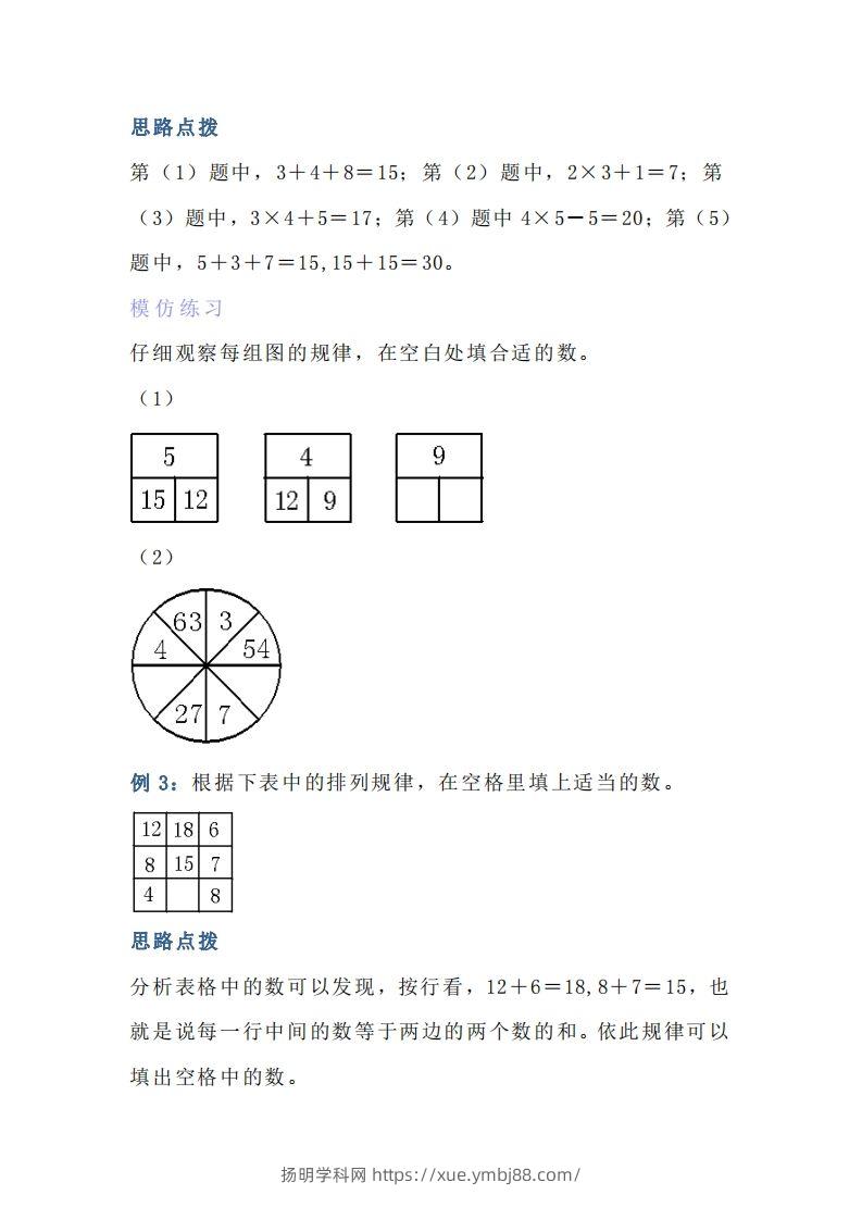 图片[3]-小学六年级上册数学找规律专项练习题-扬明学科网