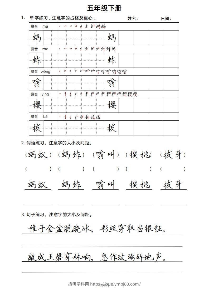 图片[2]-5年级下楷书-扬明学科网