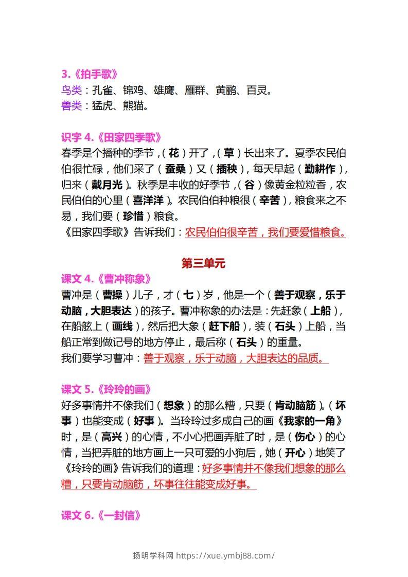 图片[2]-【各课中心思想归纳汇总】二上语文-扬明学科网