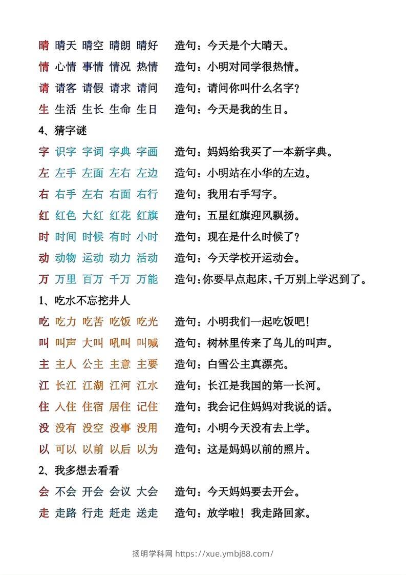 图片[2]-一年级下册生字组词造句-扬明学科网