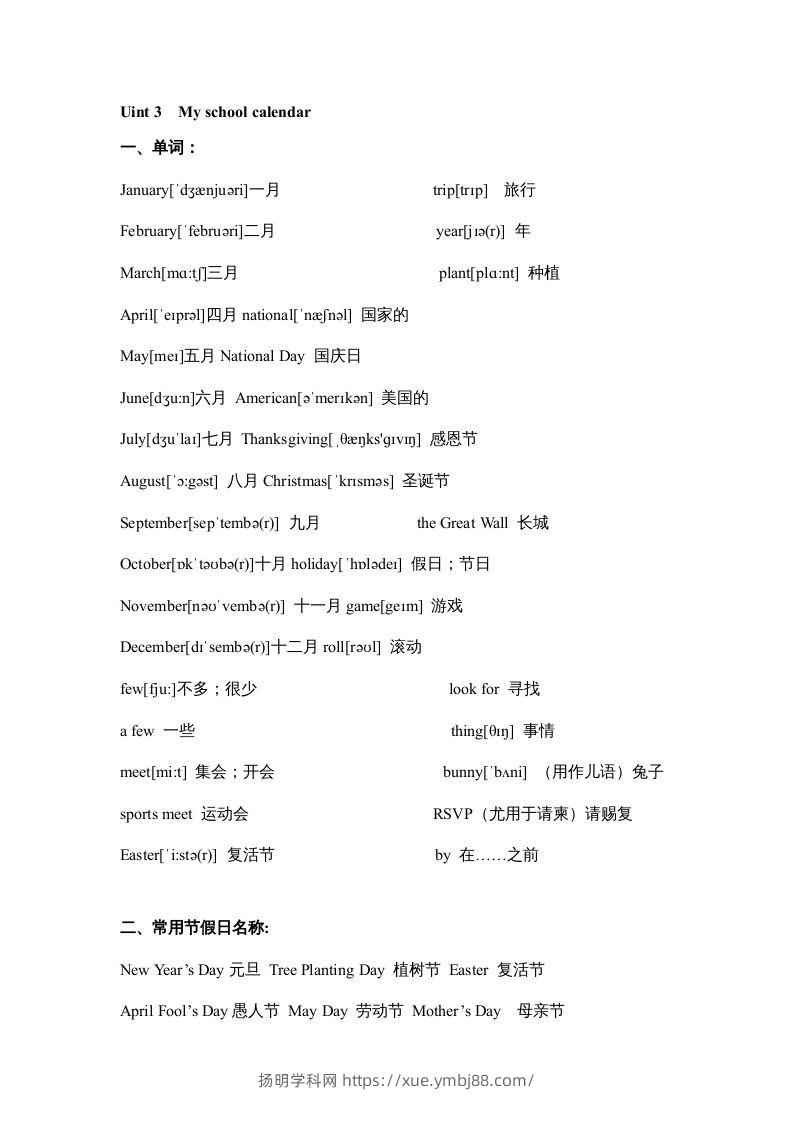 五年级英语下册素材-期末复习Unit3_（人教PEP版）-扬明学科网