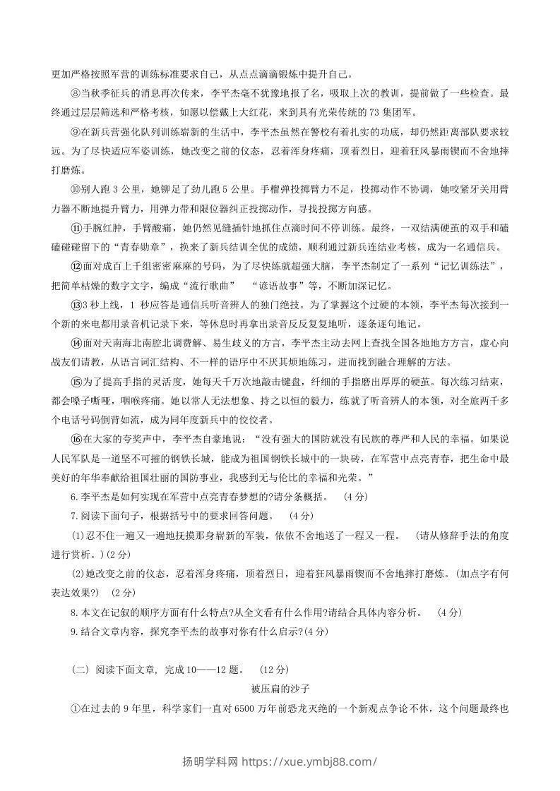 图片[3]-2023-2024学年河南省南阳市新野县八年级下学期期中语文试题及答案(Word版)-扬明学科网