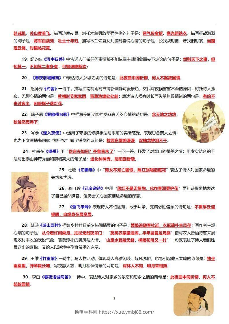 图片[2]-部编人教版语文七年级下册必背古诗文默写-扬明学科网