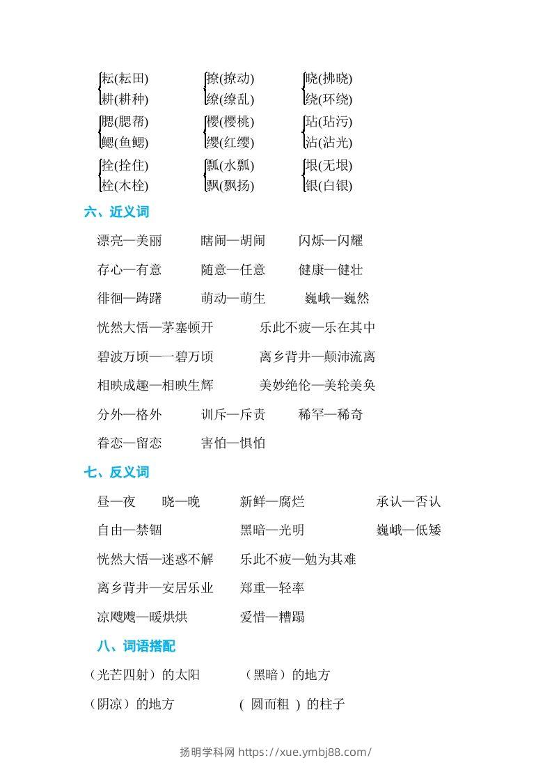 图片[2]-五年级语文下册第一单元单元知识小结（部编版）-扬明学科网