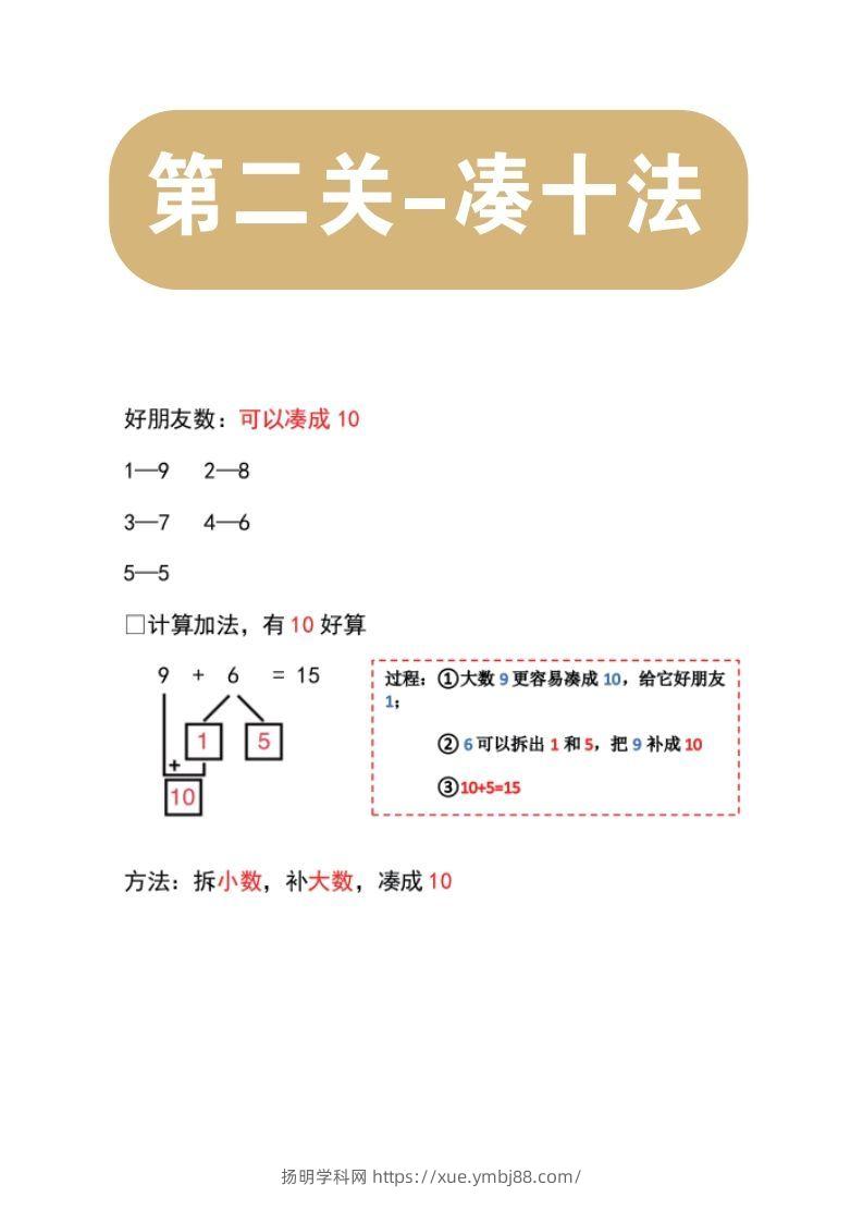 【数学】第二关：凑十法-扬明学科网
