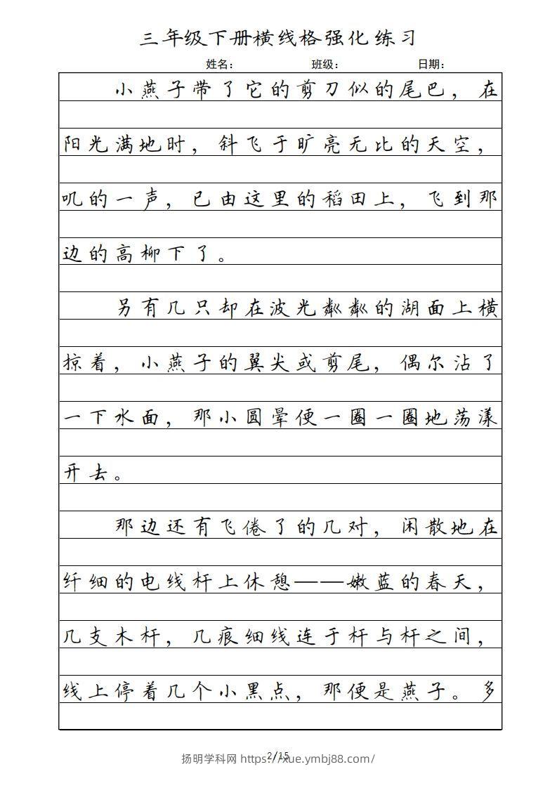 图片[2]-三年级语文下册横线格（部编版）-扬明学科网