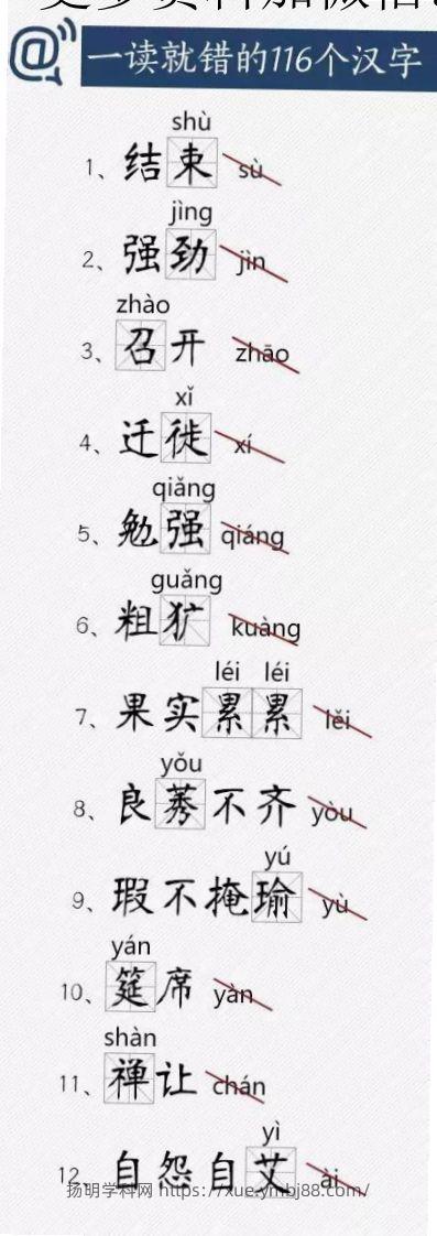 人教版总结小学常读错的字-扬明学科网