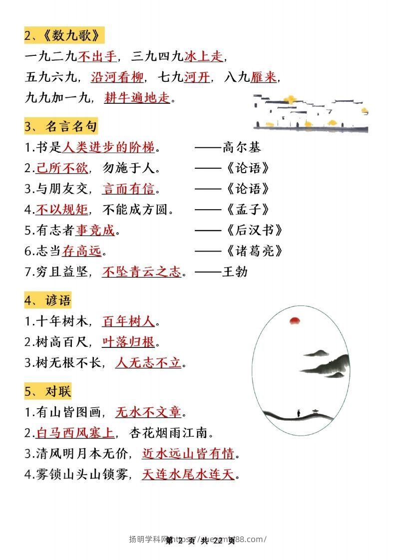图片[2]-二年级上册语文期末知识点归纳汇总(1)-扬明学科网