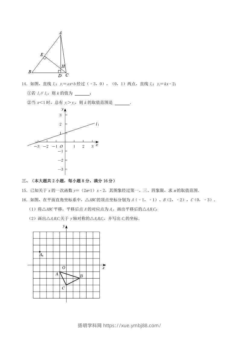图片[3]-2021-2022学年安徽省合肥市瑶海区八年级上学期期末数学试题及答案(Word版)-扬明学科网