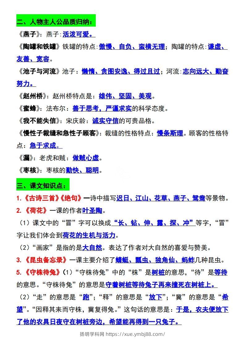 图片[2]-三年级语文下册知识点归纳总复习-扬明学科网