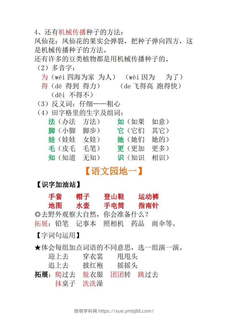 图片[3]-二年级上册语文全册每课重点知识点汇总()-扬明学科网