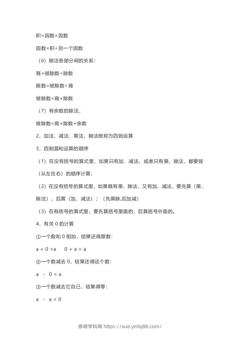 图片[2]-数学四年级下册必背知识点汇总-扬明学科网
