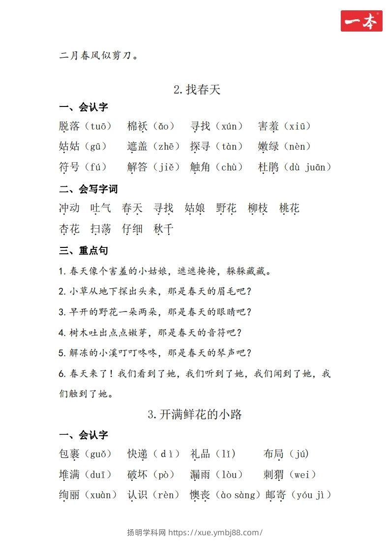 图片[2]-二年级语文下册知识清单-扬明学科网