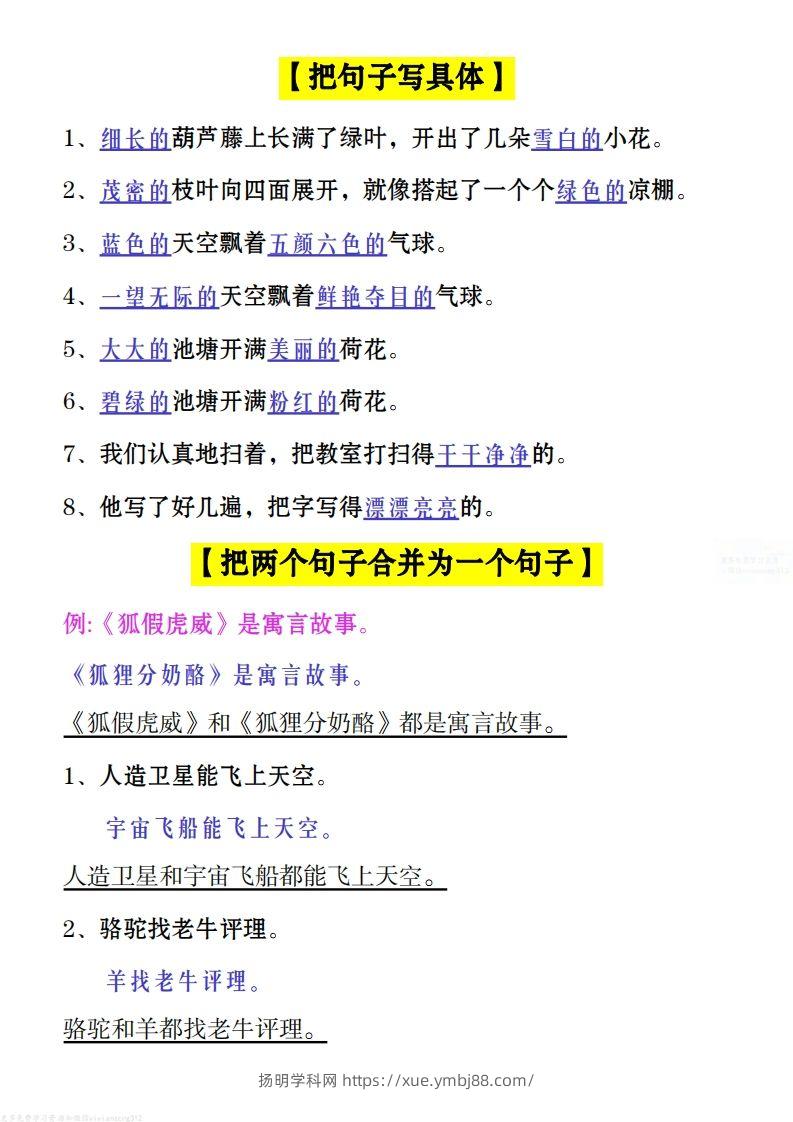 图片[3]-二上语文：句子类型总结-扬明学科网