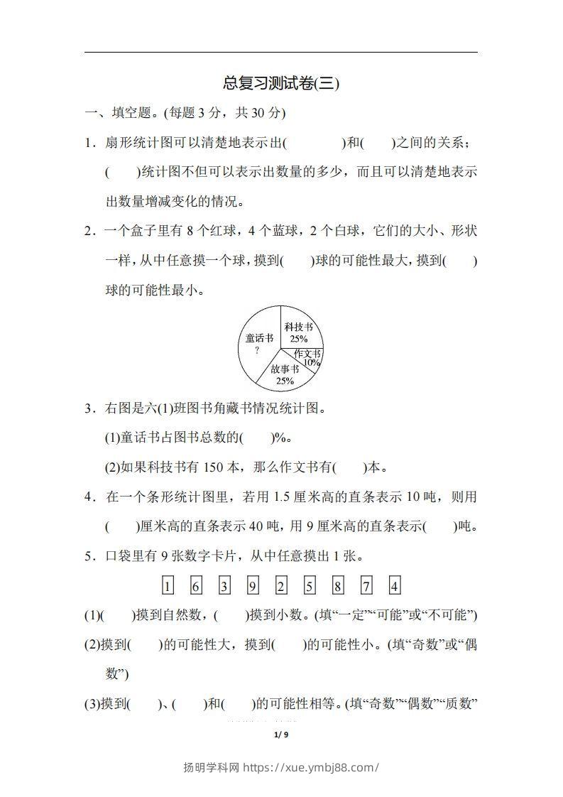 六（下）人教版数学期末总复习测试卷(三)-扬明学科网