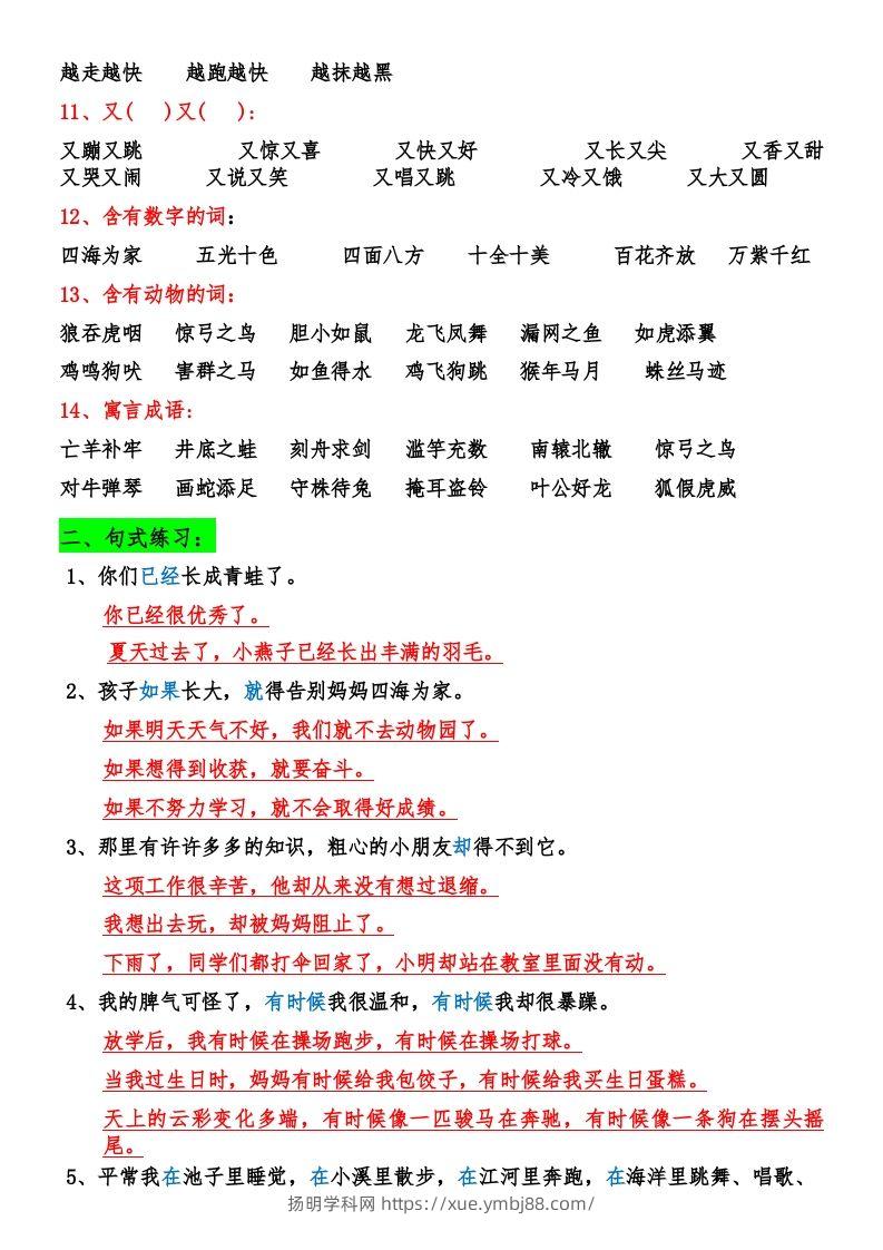 图片[2]-二年级语文上册期末复习资料大全-扬明学科网