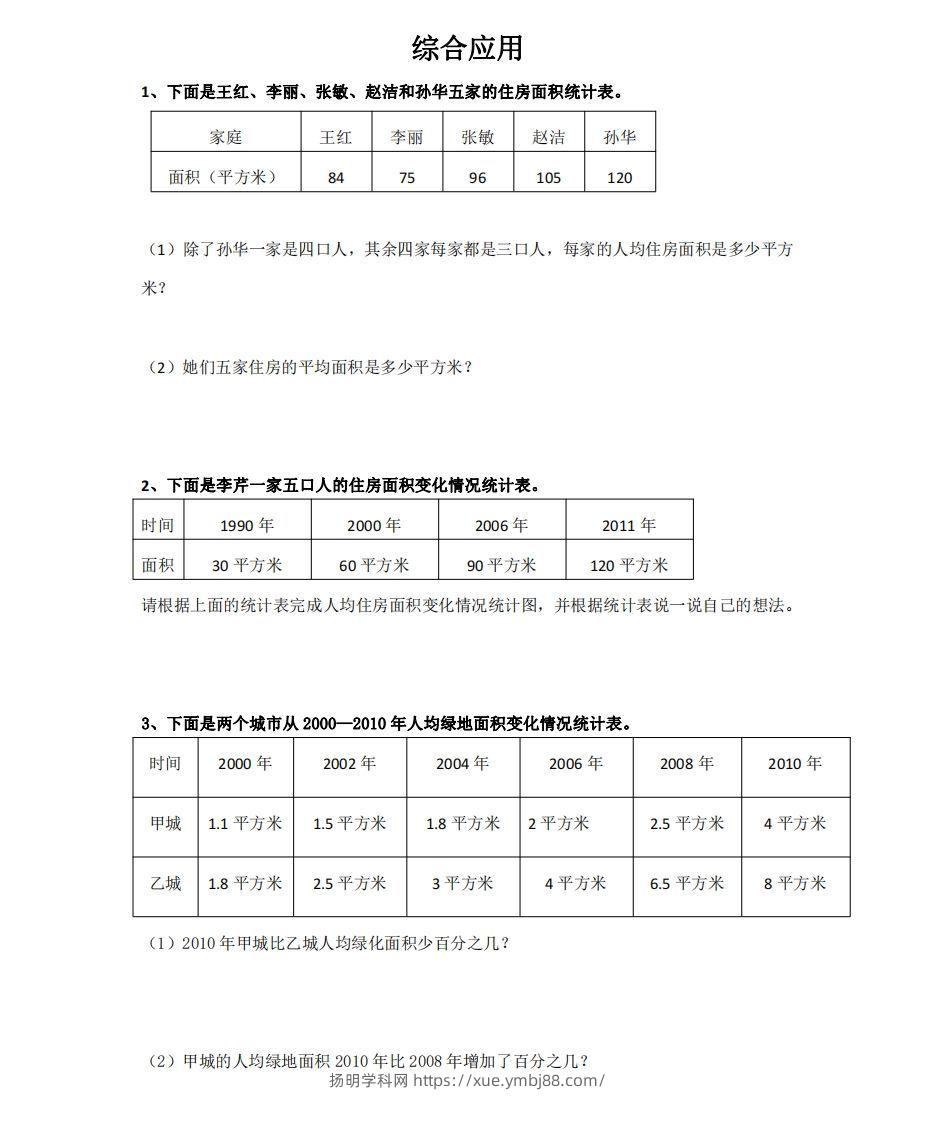 综合应用含答案4页（六）下数学总复习专题.通用版-扬明学科网