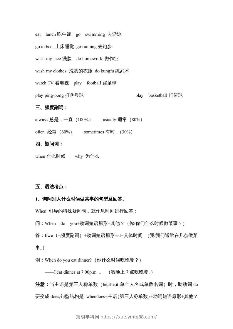 图片[2]-五年级英语下册素材-期末复习Unit1_（人教PEP版）-扬明学科网
