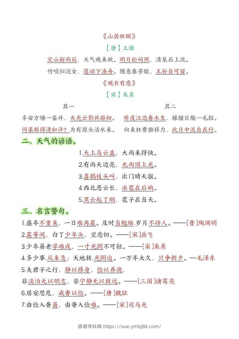 图片[2]-【期末知识点汇总总复习】五上语文-扬明学科网