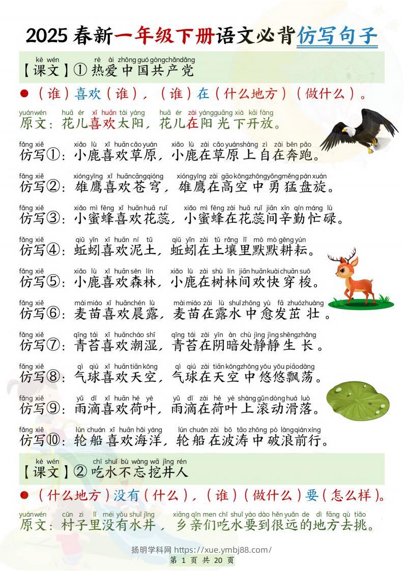 25新一下语文必背仿写句子（20页）-扬明学科网