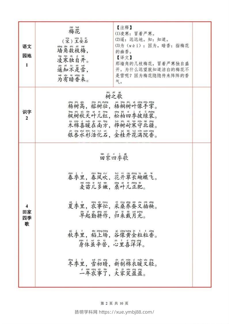 图片[2]-二上语文必背内容默写表-扬明学科网