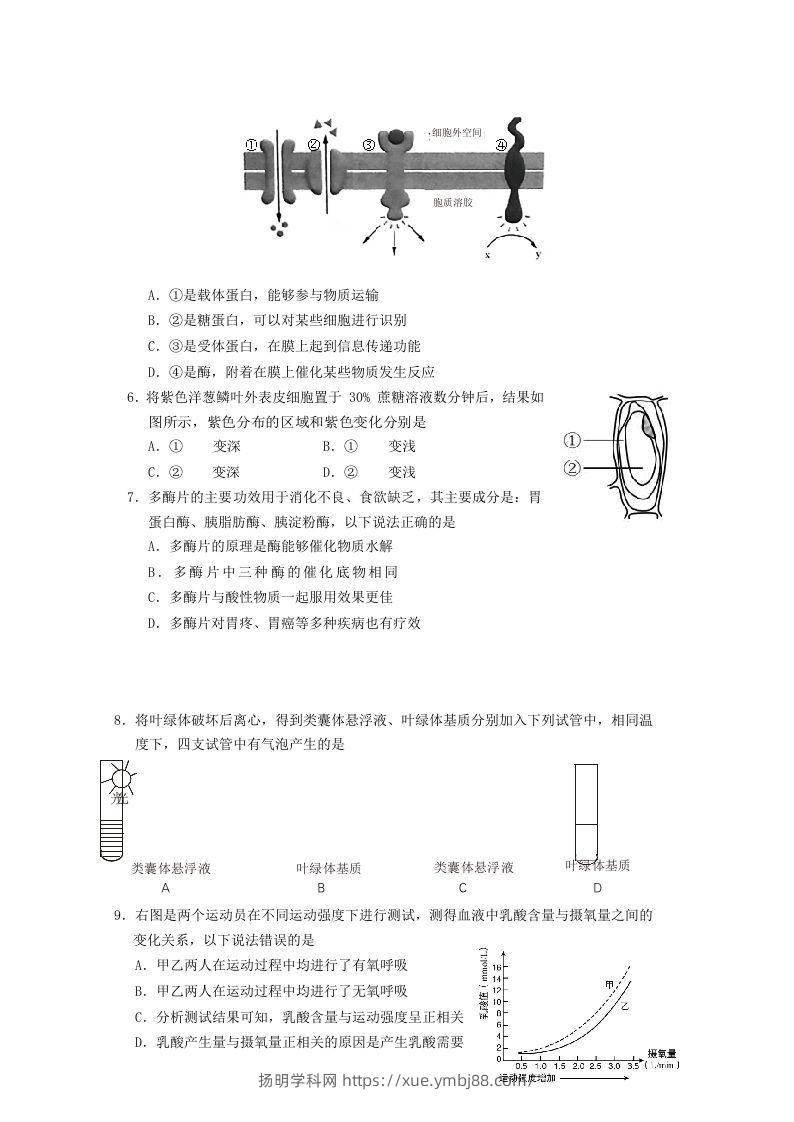 图片[2]-2019-2020年北京市房山区高二生物下学期期末试题及答案(Word版)-扬明学科网