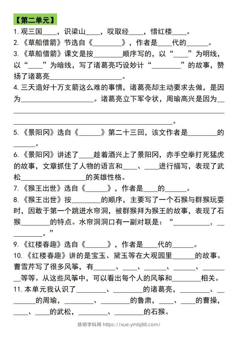 图片[2]-五年级语文下册各单元知识点归纳总复习-扬明学科网