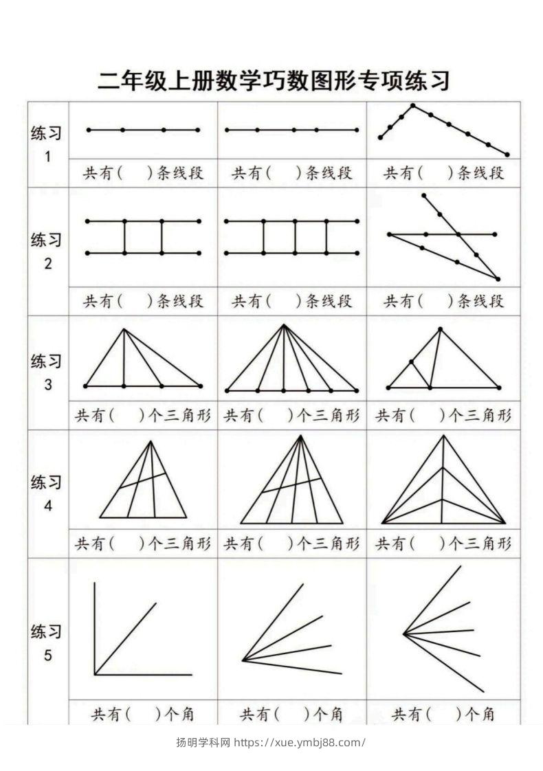 二年级上册数学巧数图形专项练习-扬明学科网