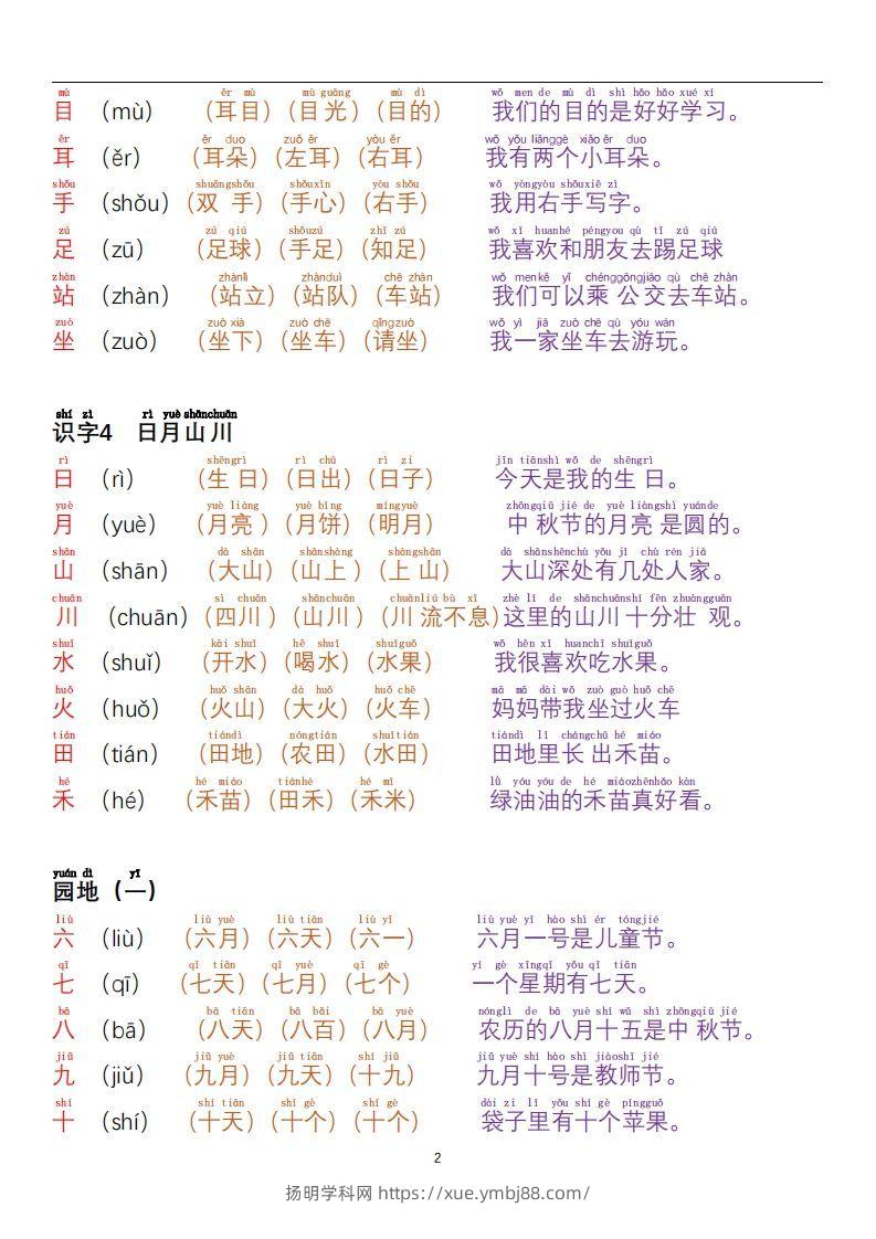 图片[2]-【24秋-每日晨读彩色阅读本】一上语文-扬明学科网