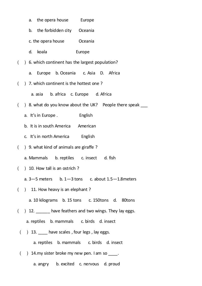 图片[2]-六年级英语上册期末试卷4（人教版一起点）-扬明学科网