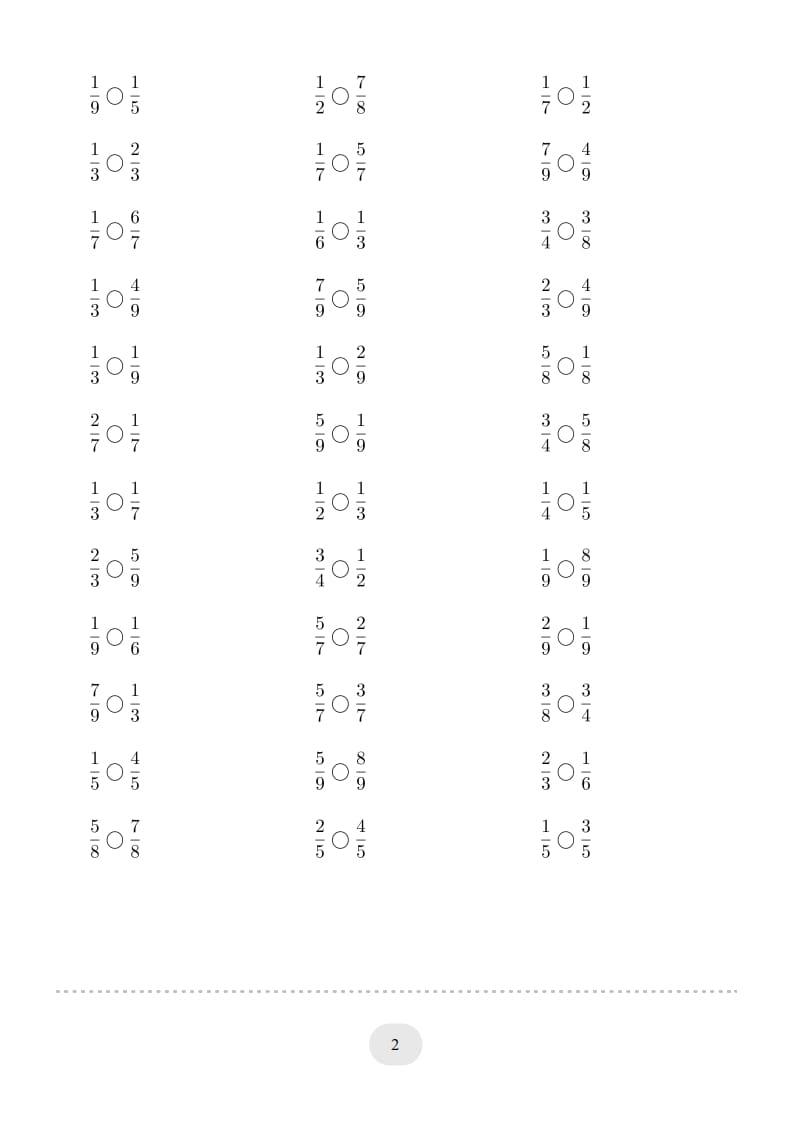 图片[2]-三年级数学上册口算题(分数比大小)1000题（人教版）-扬明学科网