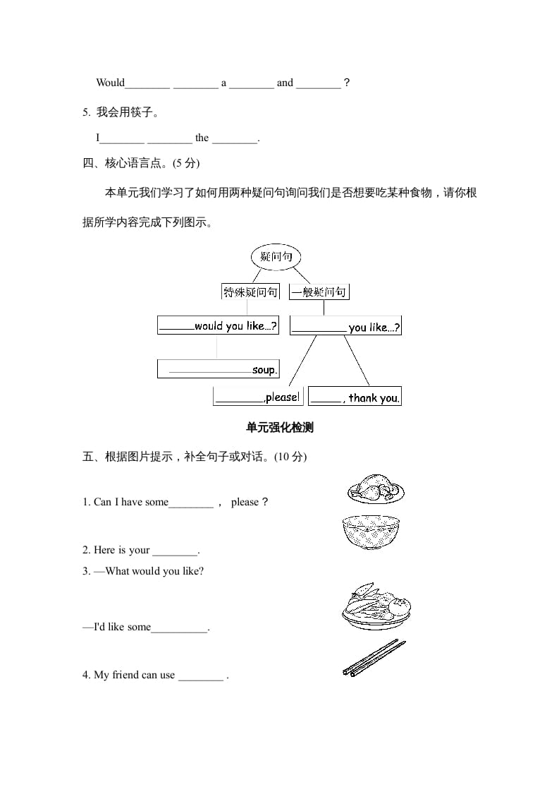 图片[2]-四年级英语上册Unit5单元知识梳理卷（人教PEP）-扬明学科网
