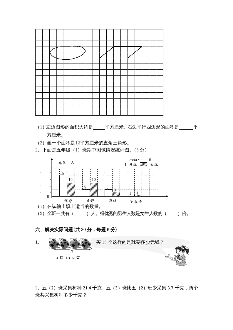 图片[3]-五年级数学上册期末测试卷8（苏教版）-扬明学科网