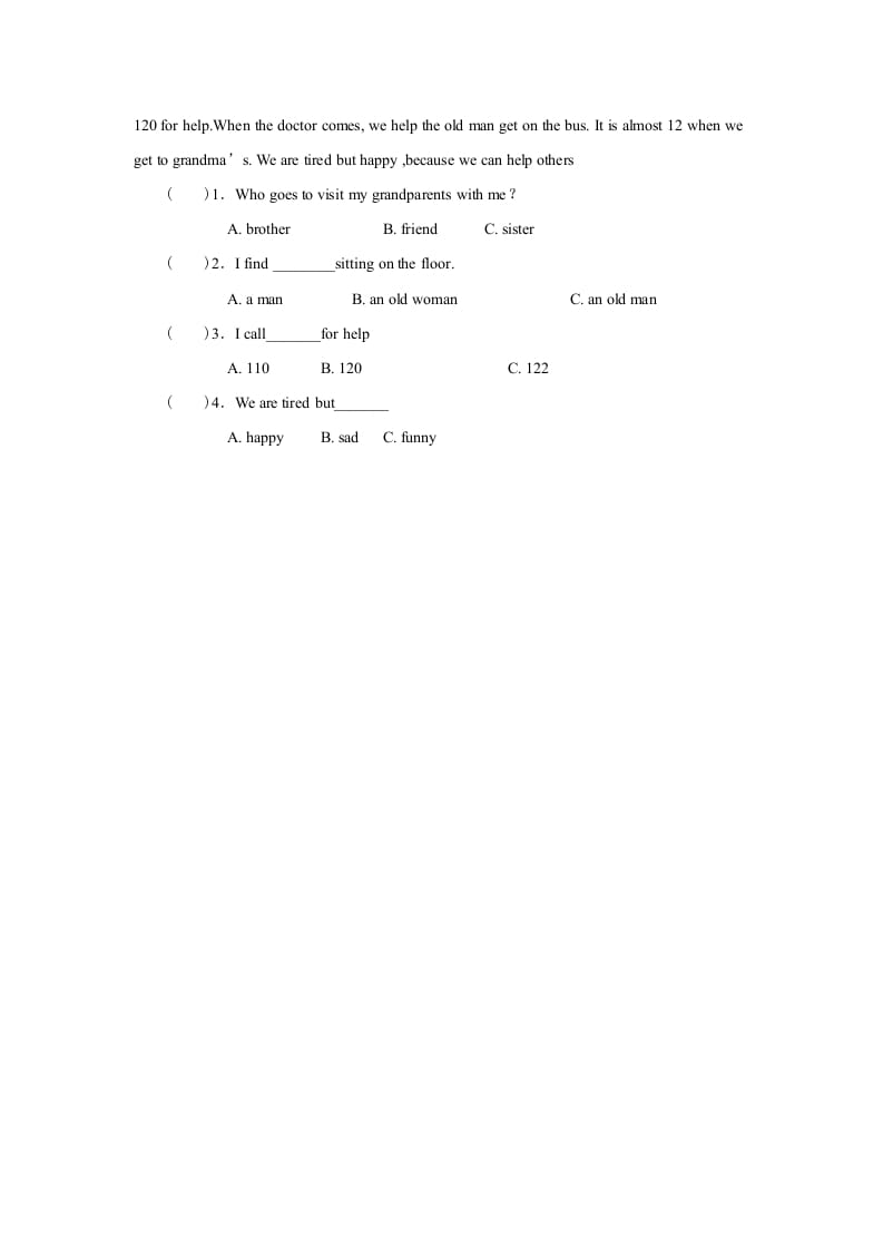 图片[2]-四年级英语上册Unit4习题第3课时（人教版一起点）-扬明学科网