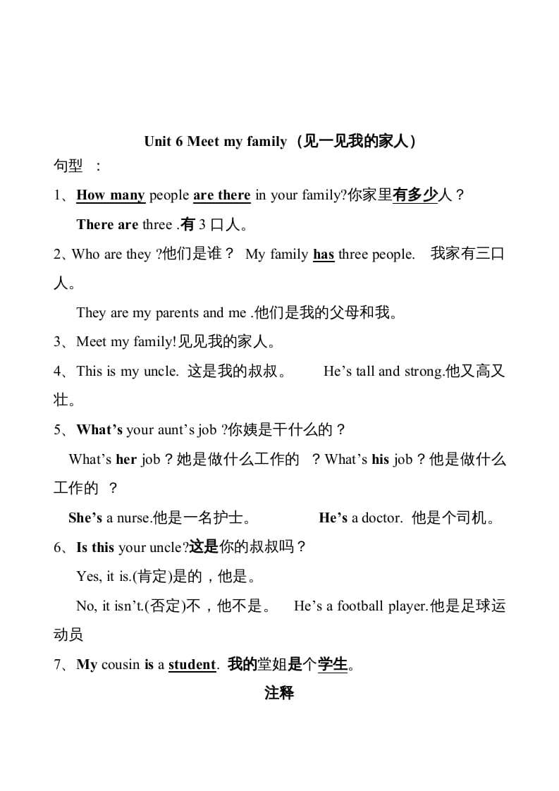 四年级英语上册Unit6单元句型总结（人教PEP）-扬明学科网