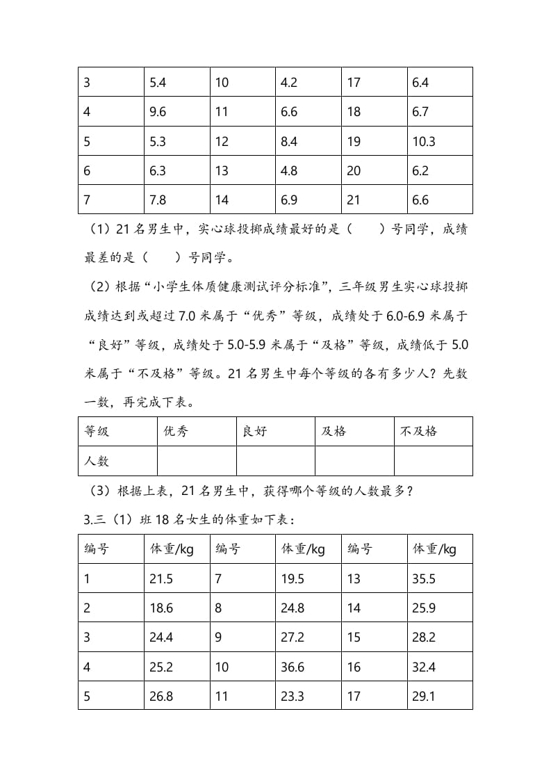 图片[2]-三年级数学下册9.2简单的数据排序和分组-扬明学科网