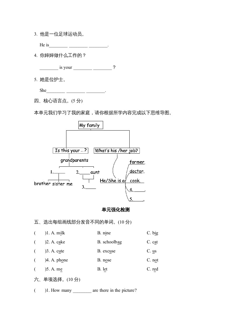 图片[2]-四年级英语上册Unit6单元知识梳理卷（人教PEP）-扬明学科网