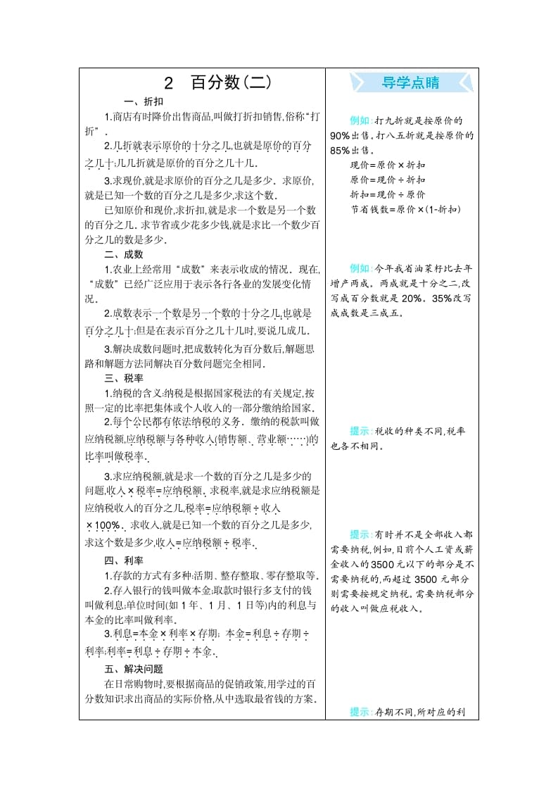 六年级数学下册2百分数（二）-扬明学科网