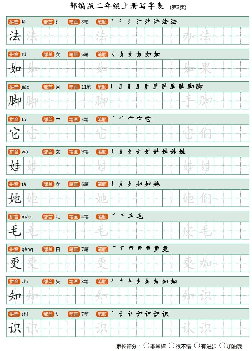 图片[3]-二年级语文上册写字表（25页）PDF（部编）-扬明学科网