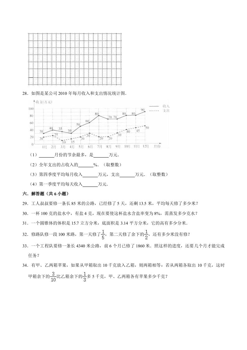图片[3]-六年级数学下册小升初模拟试题（33）苏教版（含解析）-扬明学科网