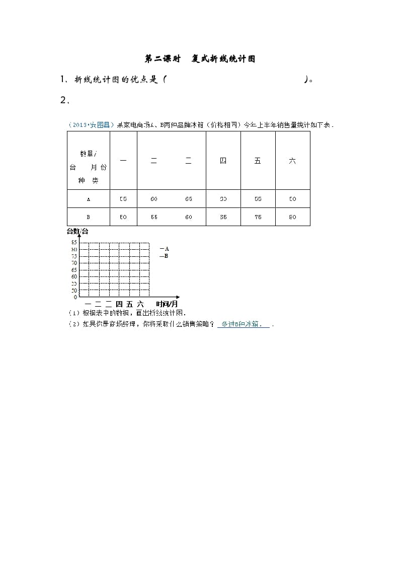 五年级数学下册8.2复式折线统计图-扬明学科网