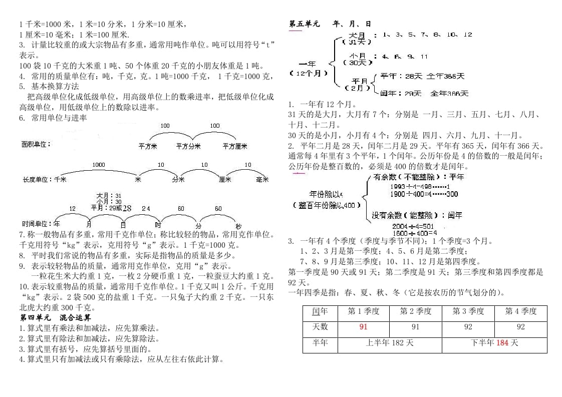 图片[2]-三年级数学下册新版三下概念整理稿-扬明学科网