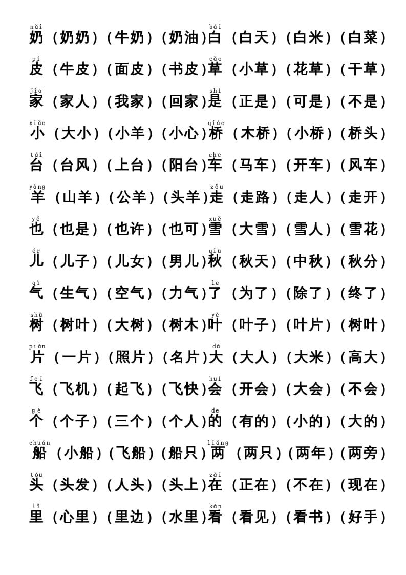 图片[3]-一年级语文上册上识字表生字组词(有答案）（部编版）-扬明学科网
