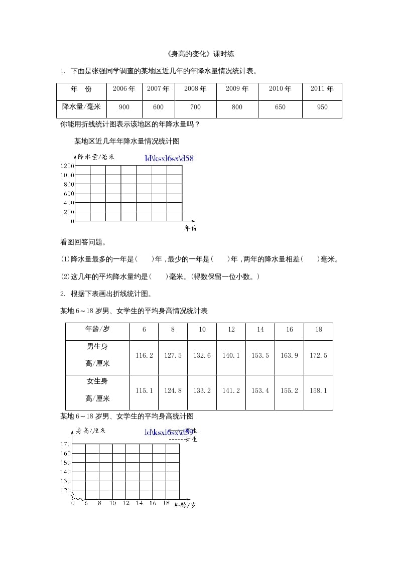 六年级数学上册5.4身高的变化（北师大版）-扬明学科网